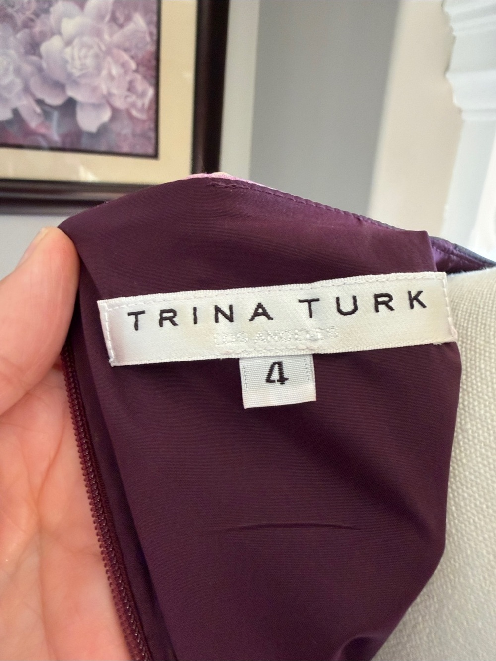 Trina Turk With A Twist Watercolor Floral Sheath Dress Asymmetric Pink Purple - Picture 4 of 9